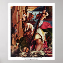 St Christopher con el niño de Cristo Impresiones