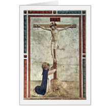 St Dominic en la cruz de Cristo por Fra Angelico Tarjeta