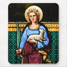 St Inés de Roma, sosteniendo el cordero y la hoja  Tapete De Ratón