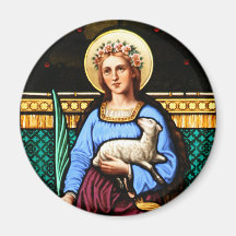 St Inés de Roma, sosteniendo el cordero y la hoja  Imán De Frigorifico