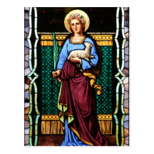 St Inés de Roma, sosteniendo el cordero y la hoja  Tarjetas Postales