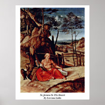 St Jerome en el desierto de Lorenzo Lotto Impresiones