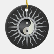 Starburst negro Yin Yang Ornamentos De Navidad