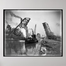 STEAM-AGE INDUSTRIAL MARÍTIMO CHICAGO C. 1890 POSTERS