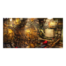 Steampunk - naval - el cuarto del torpedo tarjeta personal con foto