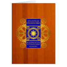 Steamworks de la Atlántida - oro y azul en la made Tarjetas