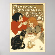 Steinlen - gatos: DES Chocolats de Compagnie Franc Posters