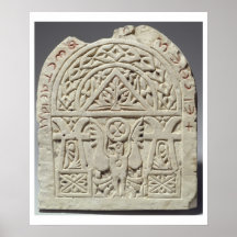 Stela funerario con una paloma o un águila, 8vo-9n posters