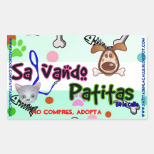 Stickes de Salvando Patitas en la calle Rectangular Pegatina