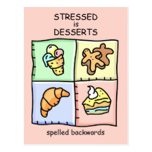 STRESSED es POSTRES deletreados al revés Tarjeta Postal