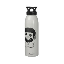 Strongstache (pelo negro rizado) botella de agua