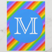Su letra, arco iris raya el monograma flyer a todo color