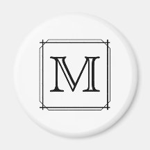 Su letra. Monograma de encargo. Blanco y negro Imán Para Frigorífico