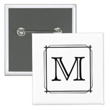 Su letra. Monograma de encargo. Blanco y negro Pins