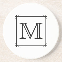 Su letra. Monograma de encargo. Blanco y negro Posavaso Para Bebida