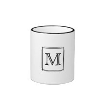 Su letra. Monograma de encargo. Blanco y negro Tazas