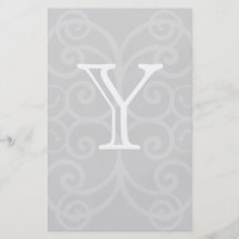 Su letra. Monograma del remolino del gris y del bl Flyer Personalizado