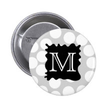 Su letra, monograma. Puntos con Splat. negro Pins