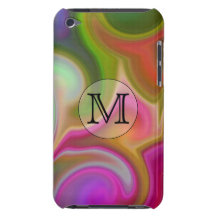 Su letra, remolinos coloridos y monograma de encar iPod touch protector