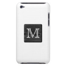 Su monograma de la letra. Imagen de la madera negr iPod Case-Mate Protectores