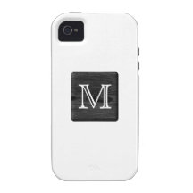Su monograma de la letra. Imagen de la madera negr Case-Mate iPhone 4 Carcasas