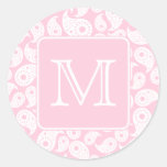 Su monograma de la letra. Modelo rosado de Paisley Etiqueta