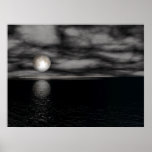 Subida brillante y nubes de la luna posters
