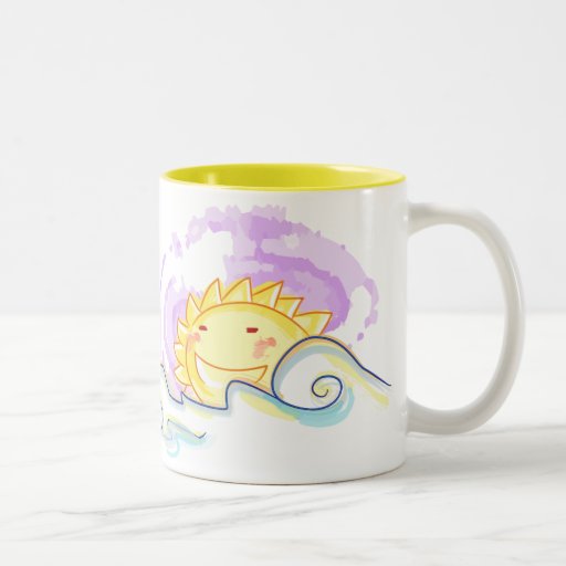 Subida feliz del sol taza de café
