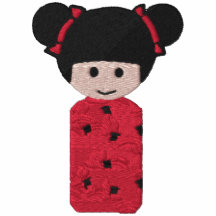 sudadera con capucha bordada kokeshi lindo