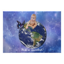 Sueño de la mariposa del mundo de un bebé lindo invitaciones personalizada