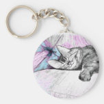 Sueño en llavero rosado del gato