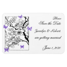 Sueños de la mariposa: Reserva violeta del boda la Imanes Rectangulares