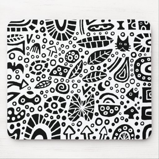 Sueños del Catnip - negro en blanco Alfombrillas De Ratones
