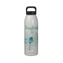 Sueños del pavo real personalizados botella de beber