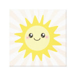 Sun feliz lindo impresión en lienzo estirada