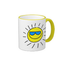 Sun feliz taza de café