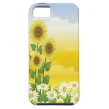 Sun, girasoles, flores blancas iPhone 5 Case-Mate fundas