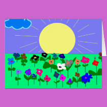 Sun y tarjeta de las flores tarjetas