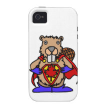 Super héroe canadiense del castor vibe iPhone 4 fundas