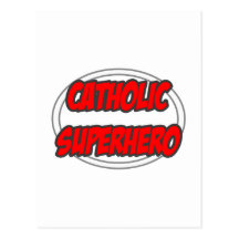 Super héroe católico tarjetas postales