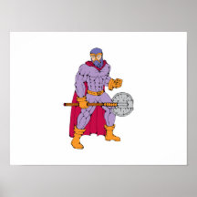 Super héroe del verdugo con el hacha poster