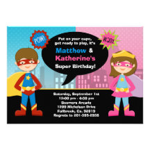 Super héroe e invitación estupenda de la fiesta de