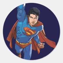 Superhombre que vuela adelante pegatina