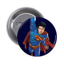 Superhombre que vuela adelante pin