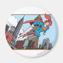 Superhombre y rascacielos iman de nevera