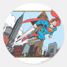 Superhombre y rascacielos pegatina