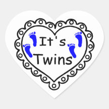 Sus corazones gemelos de los muchachos pegatinas corazon personalizadas