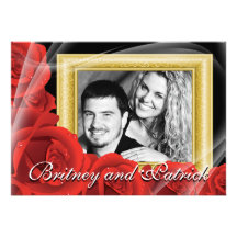 Sus invitaciones de encargo del boda del rosa rojo comunicados personalizados