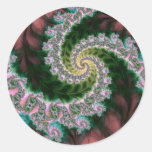 Sweven · Arte del fractal · Rosa y verde Etiqueta Redonda