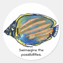 Swimagine el pegatina lindo de los pescados de las